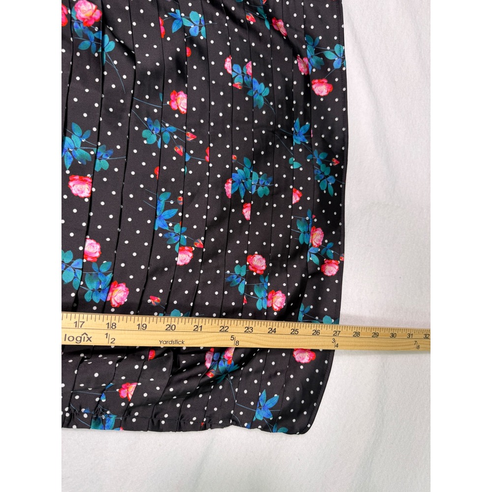 For Love & Lemons Posey Dress Women XL Black Floral Polka Dot Pleated Mini NEW - Picture 4 of 13
